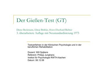 Der Gießen-Test (GT) - Institut für Psychologie der RWTH Aachen ...