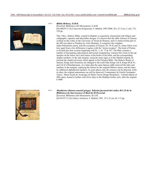 Bibles & sacred texts - facsimiles - Omi