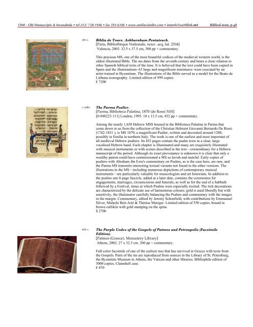 Bibles & sacred texts - facsimiles - Omi