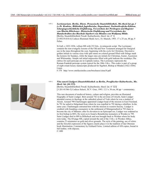 Bibles & sacred texts - facsimiles - Omi