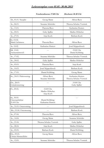 Pläne für Lektorinnen und Lektoren 2013 1.Halbjahr - St. Laurentius ...