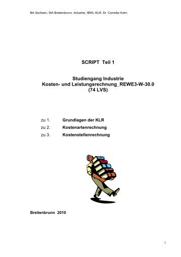 SCRIPT Teil 1 Studiengang Industrie Kosten