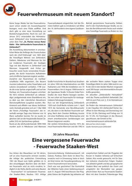 Brennpunkt news Nr. 26 - Feuerwehrmuseum Berlin