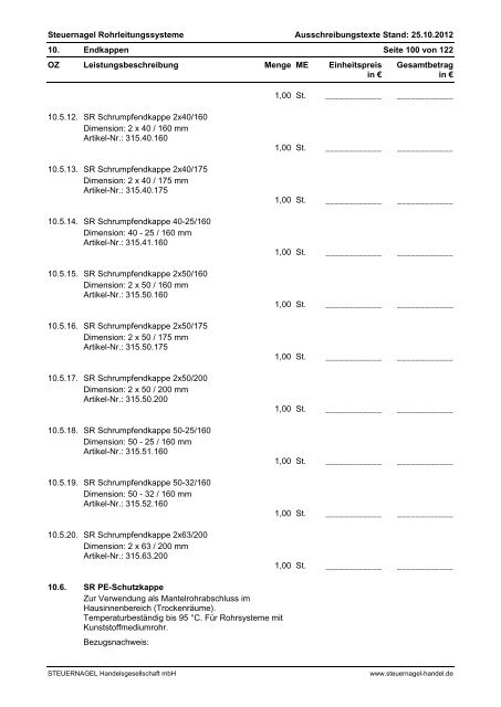 Ausschreibungstexte - Steuernagel Handelsgesellschaft mbH