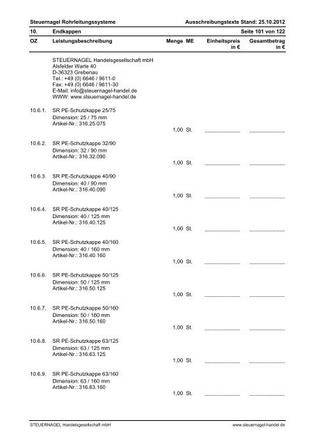 Ausschreibungstexte - Steuernagel Handelsgesellschaft mbH