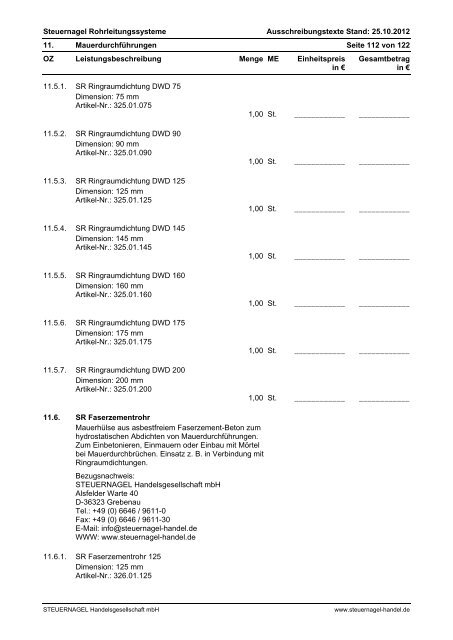 Ausschreibungstexte - Steuernagel Handelsgesellschaft mbH