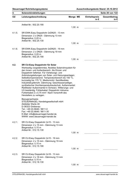 Ausschreibungstexte - Steuernagel Handelsgesellschaft mbH