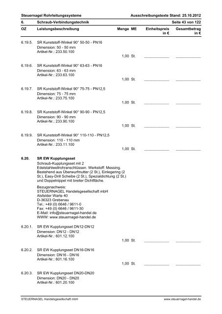 Ausschreibungstexte - Steuernagel Handelsgesellschaft mbH