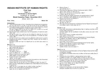 1st year Model Question Papers - Indian Institute of Human Rights