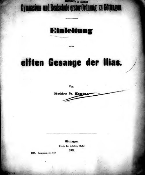 Einleitung zum elfte Gesange der Ilias [microform]