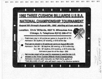1992 THREE CUSHION BILLIARDS U.S.B.A. - SFBilliards.com