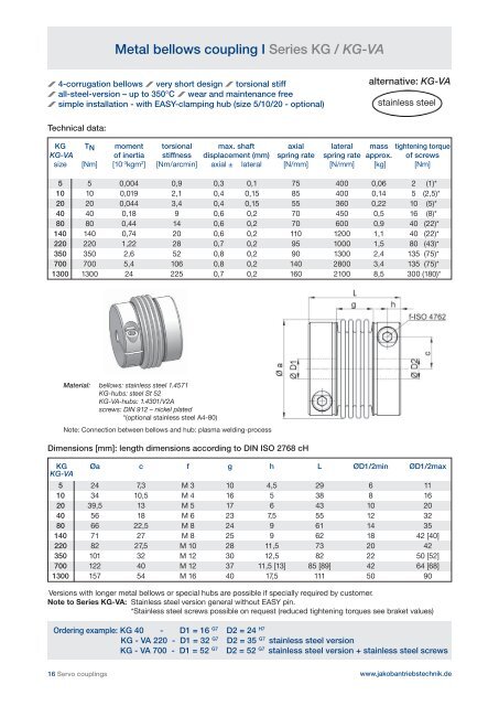 Metal bellows coupling I Series KPP - Jakob GmbH & Co ...