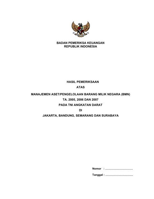 badan pemeriksa keuangan republik indonesia hasil pemeriksaan