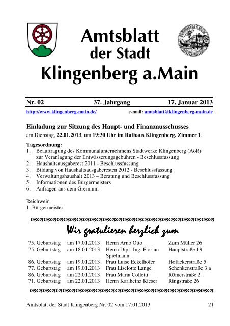 Amtsblatt Nr. 2 - Klingenberg am Main