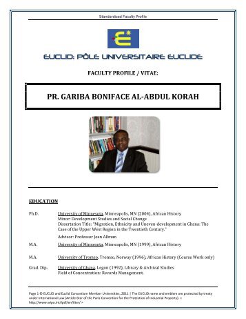 PR. GARIBA BONIFACE AL-ABDUL KORAH - Euclid University