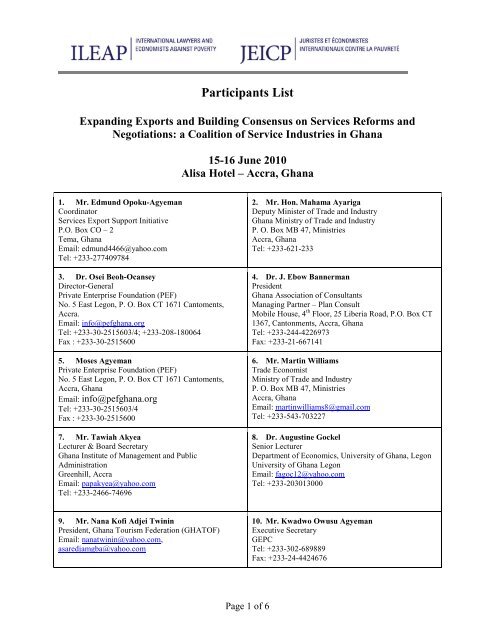 Participants List Ileap