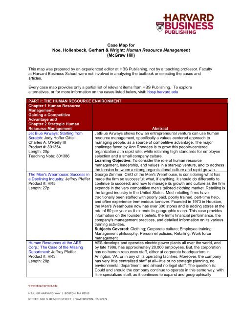 Case Map for Noe, Hollenbeck, Gerhart & Wright - Harvard Business ...