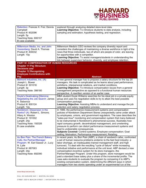 Case Map for Noe, Hollenbeck, Gerhart & Wright - Harvard Business ...