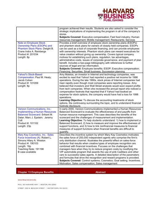 Case Map for Noe, Hollenbeck, Gerhart & Wright - Harvard Business ...