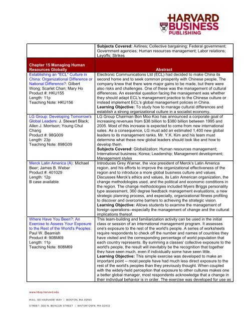 Case Map for Noe, Hollenbeck, Gerhart & Wright - Harvard Business ...