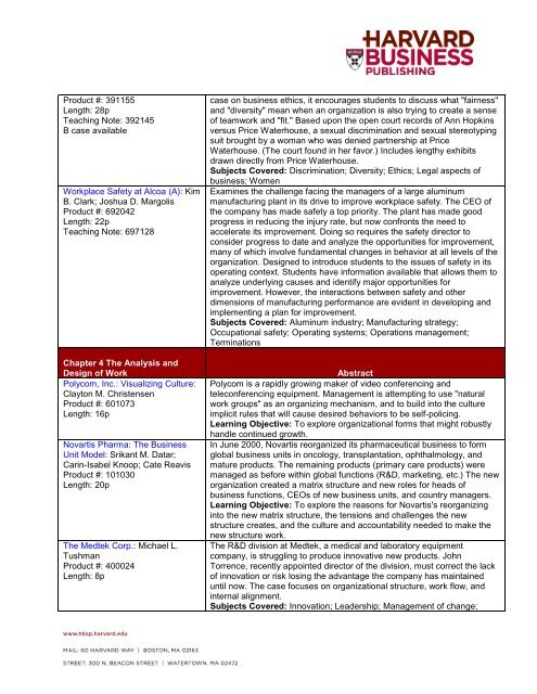 Case Map for Noe, Hollenbeck, Gerhart & Wright - Harvard Business ...