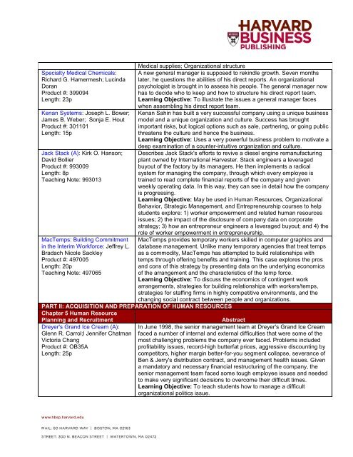 Case Map for Noe, Hollenbeck, Gerhart & Wright - Harvard Business ...