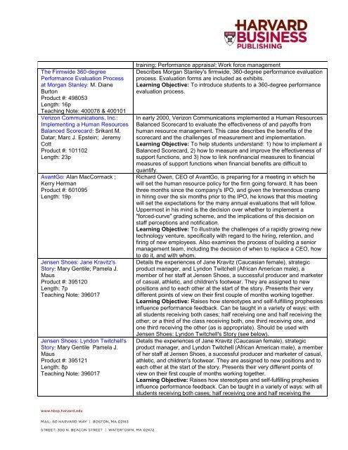 Case Map for Noe, Hollenbeck, Gerhart & Wright - Harvard Business ...