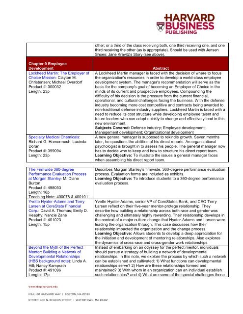 Case Map for Noe, Hollenbeck, Gerhart & Wright - Harvard Business ...