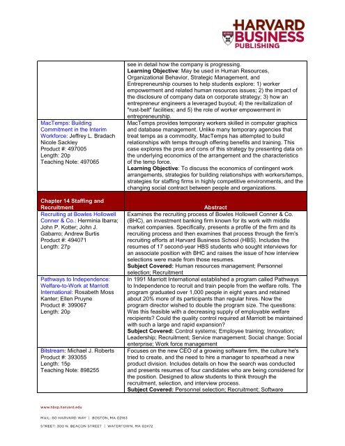 Case Map for Baron & Kreps Strategic Human Resources - Harvard ...