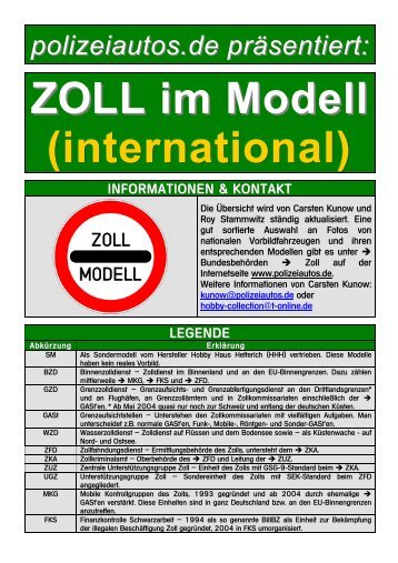 ZOLL im Modell (international) - Polizeiautos.de