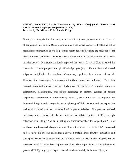 CHUNG, SOONKYU, Ph. D. Mechanisms by Which Conjugated ...