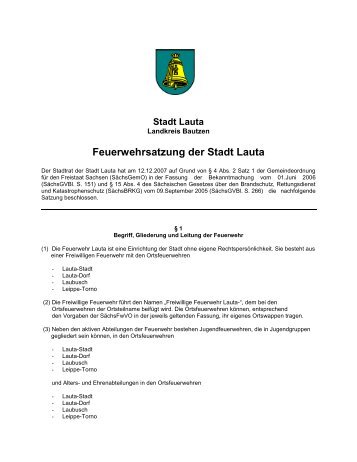 Feuerwehrsatzung der Stadt Lauta