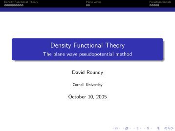 Density Functional Theory - The plane wave pseudopotential method