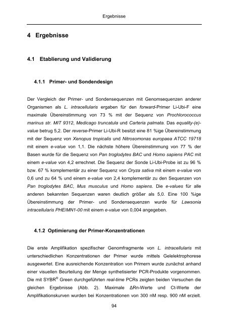 Quantitativer Nachweis von Lawsonia intracellularis mittels real-time ...