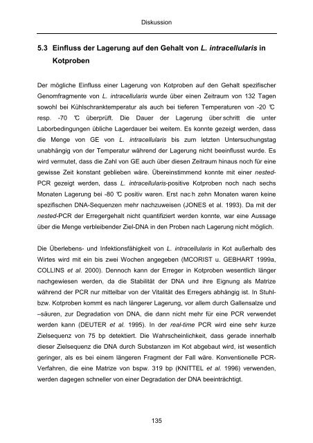 Quantitativer Nachweis von Lawsonia intracellularis mittels real-time ...