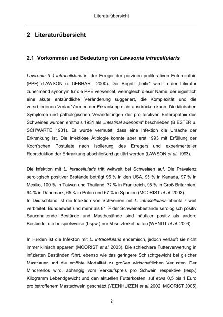 Quantitativer Nachweis von Lawsonia intracellularis mittels real-time ...