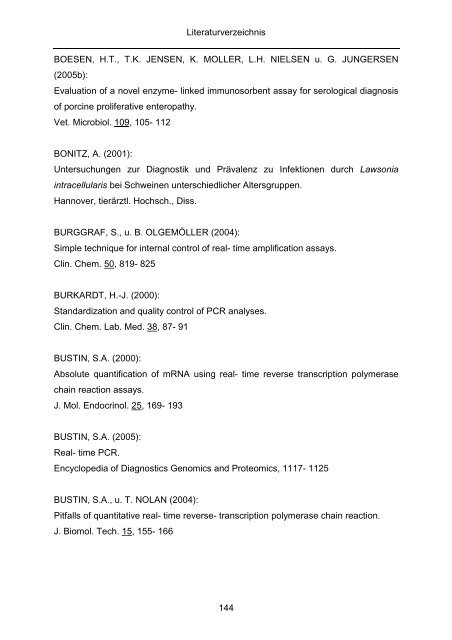 Quantitativer Nachweis von Lawsonia intracellularis mittels real-time ...