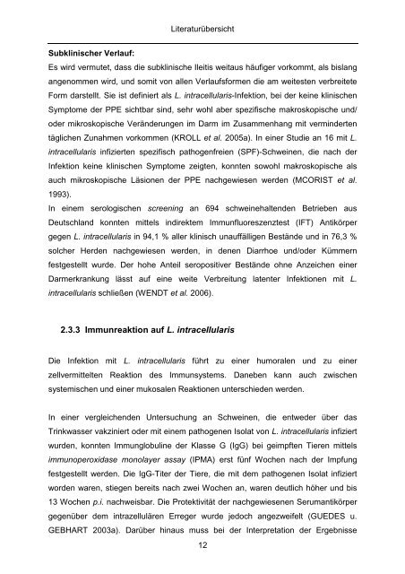 Quantitativer Nachweis von Lawsonia intracellularis mittels real-time ...