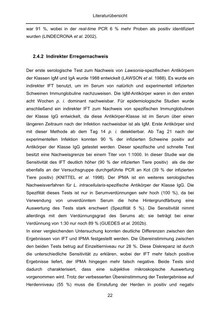 Quantitativer Nachweis von Lawsonia intracellularis mittels real-time ...