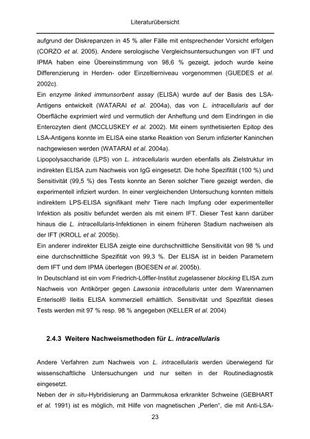 Quantitativer Nachweis von Lawsonia intracellularis mittels real-time ...