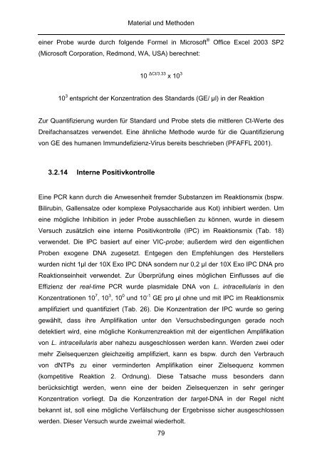 Quantitativer Nachweis von Lawsonia intracellularis mittels real-time ...