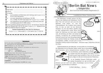 Berlin Bat News - Sonderblättchen Fledermäuse zum ... - Tiemo Redel