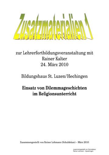 zur Lehrerfortbildungsveranstaltung mit Rainer Kalter 24. März 2010 ...