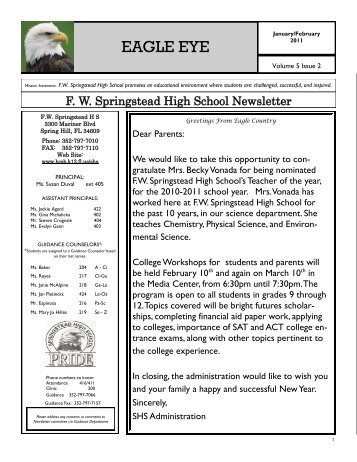 F. W. Springstead High School Newsletter