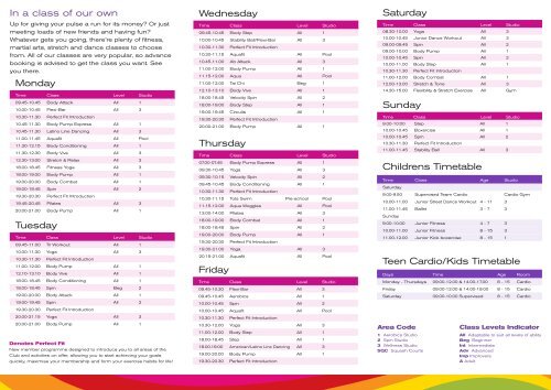Download class timetable - VILLAGE health & fitness Clubs
