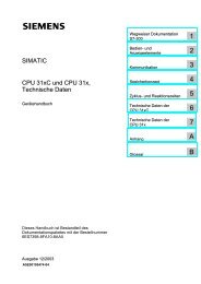 SIMATIC CPU 31xC und CPU 31x, Technische Daten - Brain-fit.com