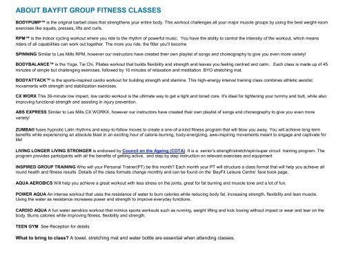 ABOUT BAYFIT GROUP FITNESS CLASSES - BayFit Leisure Centre