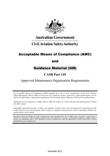 Acceptable Means of Compliance (AMC) - Civil Aviation Safety ...