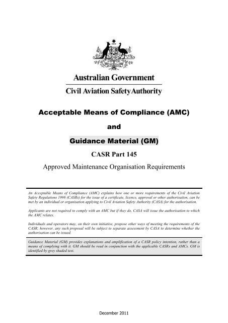 Acceptable Means of Compliance (AMC) - Civil Aviation Safety ...