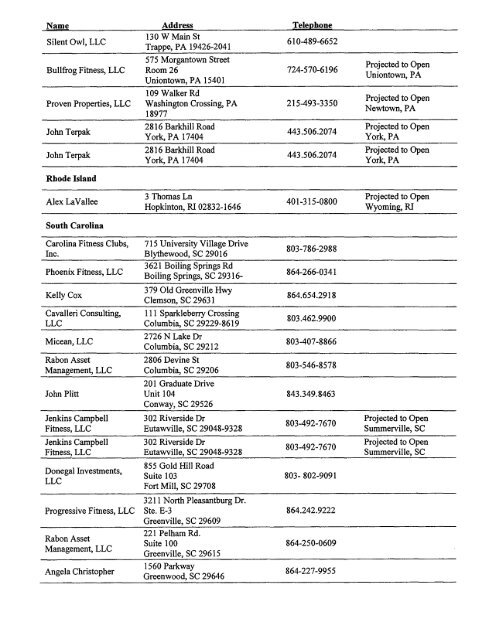 ANYTIME FITNESS FRANCHISE DISCLOSURE DOCUMENT